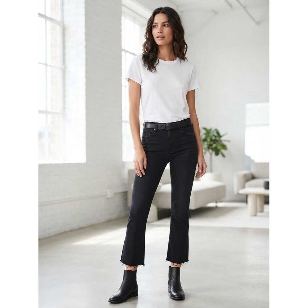 MOTHER The Hustler Ankle Fray Black Jeans Women's Size 29 "Not Guilty"